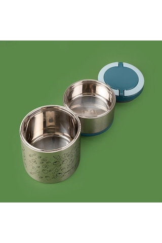 Tantioni 2 Katlı Yemek Termosu - 930 Ml Gri / Yeşil