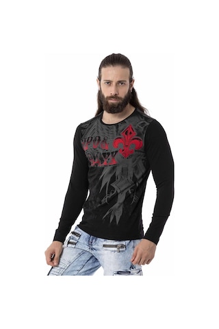 Cipo & Baxx CL522 Desenli Siyah İnce Sweatshirt Siyah