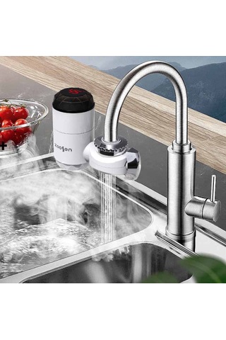 Cbtx Zoosen Elektrikli Sıcak Su Musluğu Bağlantı Tipi Anında Sıcak Su Musluğu Ab Fişi, Stil: Beyaz Çok Renkli