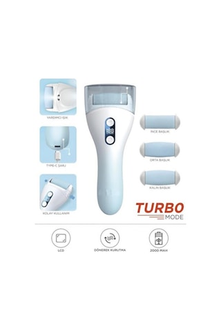 Bcm-1138t Şarjlı Ayak Bakım Törpüsü Su Geçirmez Led Ekranlı Turbo Mod Ölü Deri Ve Nasır Temizleyici