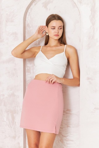 Kadın Pembe Yırtmaçlı Mini Etek Dm2016 Pembe