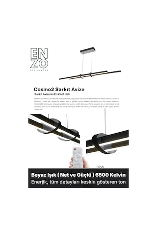 Cosmo 2 Silver Lineer Led Sarkıt Avize Kumandalı Dim Edilebilir Aşağı Işık Beyaz Işık