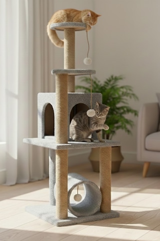Missidea T06 Kedi Oyun Evi Kedi Tırmalama Ve Oyun Evi Gri