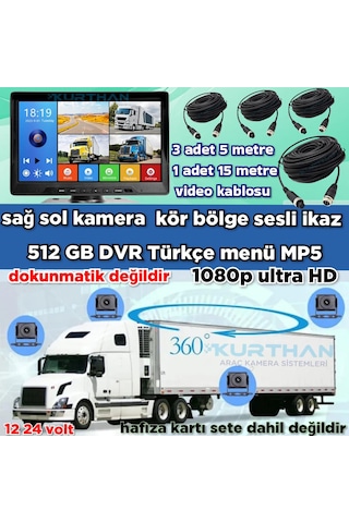 7 İnç 4 Ch Ahd 1080p Ultra Hd 512 Gb Dvr-usb-bsd Monitör Seti 12 - 24 Volt
