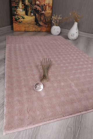 Dekoratif Bubble Uzun Tüylü Yumuşak Puffy Peluş Kaymaz Yıkanabilir Salon Antre Halı Yolluk Pembe