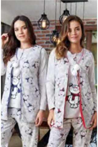 Bone Club 4612 Mavi Yelekli Spor Hamile Lohusa 3 Lü Pijama Yelek Takım