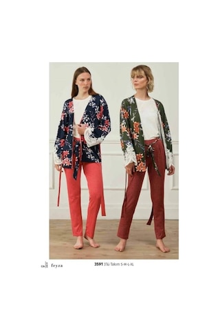 Feyza Pijama Feyza Üçlü Pijama Takımı Lacivert
