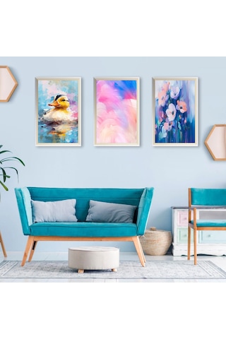 3'lü Ördek Desenli Painting Foreks Tablo