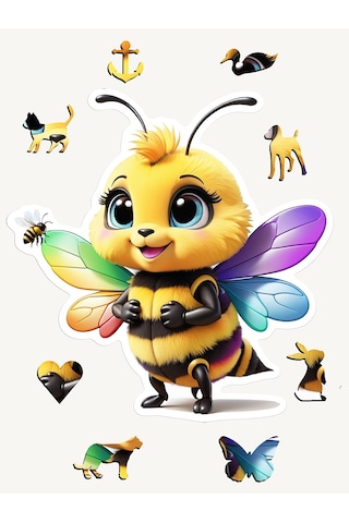Ncpuzzles Bumble Bee, 14 Parça Ahşap Yapboz Bul Tak Puzzle