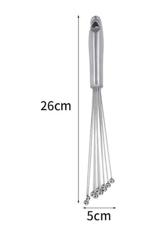 Primepickings Manuel Çırpma Teli, Paslanmaz Çelik, Cam Boncuk, Yumurta Çırpma, Mutfak Aleti, 10 İnç, El Tipi, Kullanışlı Diğer