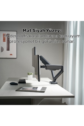 Npo Std46024e Airgrip 17"-32" Ergonomik 360 Amortisörlü Vesa Çift Kol Monitör Tutucu