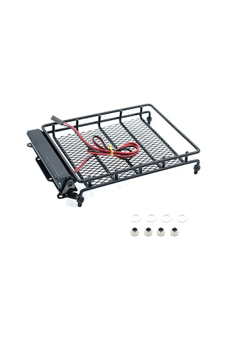 Jeehugo Led Işıklı Metal Çatı Bagaj Rafı - 1/14 1/12 1/10 Scx10 Cc01 Mn D90 D91 D99 Mn90 Mn99s Evrensel Uyumlu B2 Modeli