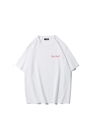 Brz Collectıon Brz Collection Unisex Oversize Yes Chef T-shirt Beyaz