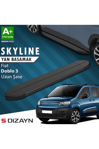 S-dizayn Fiat Doblo 3 Uzun Şase Skyline Siyah Yan Basamak 213 Cm 2023 Üzeri A+ Kalite