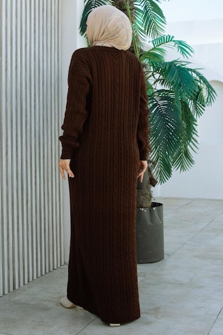 Brc2440kahve-bisiklet Yaka Örme Triko Elbise Kahve