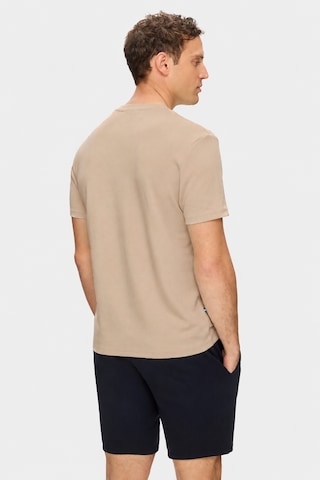 Ucla Angelo Koyu Bej Bisiklet Yaka Baskılı Yumuşak Dokulu Modal Kumaş Standard Fit Erkek Tshirt