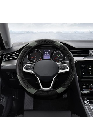 Yifomall Kabuk Deri Direksiyon Kılıfı, 37-38 Cm Evrensel, Karbon Fiber Stili, Gri Renk, Kaymazsız, Koruyucu, Konforlu, Araç İçi Dekorasyon Gri