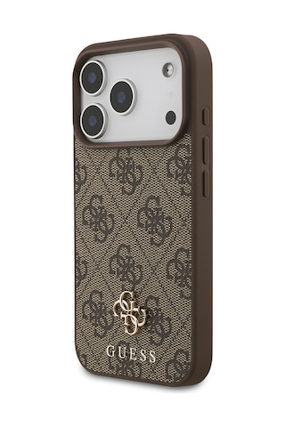 Apple iPhone Uyumlu 18 Pro Kılıf Guess Lisanslı M-safe Şarj Özellikli Small 4g Classic Kapak Kahverengi