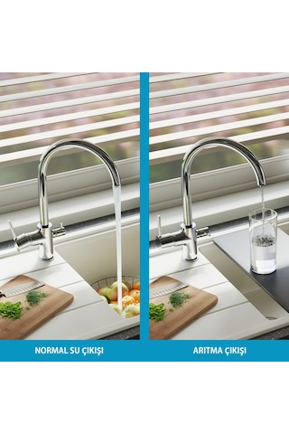 Aqua Bagno Adell Ronda Arıtma Çıkışlı 3/8 Mutfak Bataryası Krom