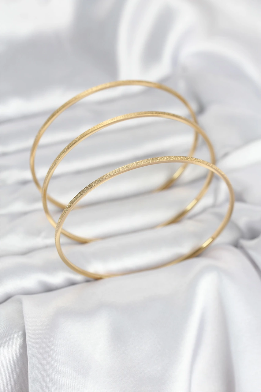 Tua Moda 316l Çelik Gold Renk Simli Model Ajda 65 Mm Kadın Bileklik Altın