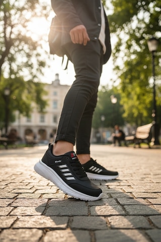 Enoch Unisex Hafif Tabanlı Bağcıklı Yürüyüş Ve Koşu Ayakkabısı Günlük Sneaker Siyah - Beyaz