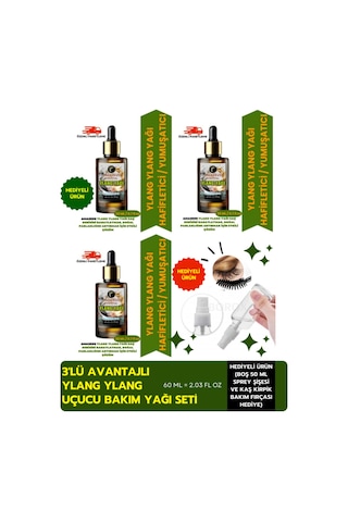 Amazeus Ylang Ylang Uçucu Yağı 3'lü %100 Saf Ve Doğal Besleyici Etki 3x20 Ml / 2.03 Fl Oz