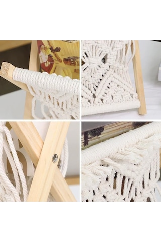 Pamuk Halat Depolama Sepeti, Dokuma Masaüstü Dergisi Rafı, Katlanabilir Mor