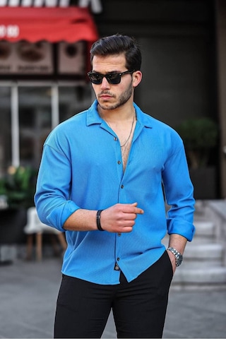 Tex Republic Erkek Fitilli Ottoman Gömlek Mavi