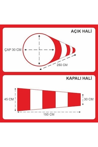 Rüzgar Çorabı-Tulumu Çap 30 cm Uzunluk 30x45x150