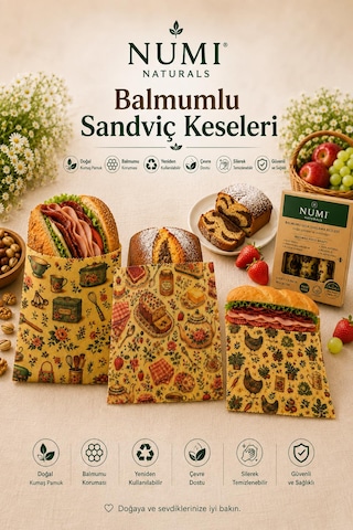 Balmumlu Sandviç Keseleri Yeniden Kullanılabilir Balmumlu Keseler Çok Renkli