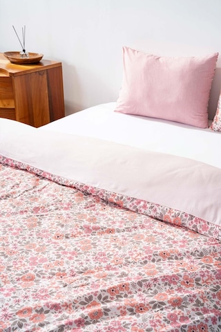 Çift Kişilik Nevresim Takımı Pamuklu Desenli Pembe Bahar 200x215 Cm Pembe