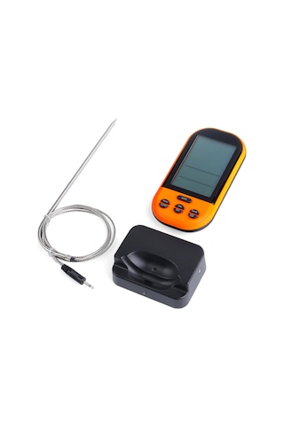 Moveevo Sn023 Turuncu Isı Ölçer: Kablosuz Barbekü Ve Mutfak Gıda Termometresi, Su Geçirmez Prob, 0-250 C Aralığı Pil Dahil Değil