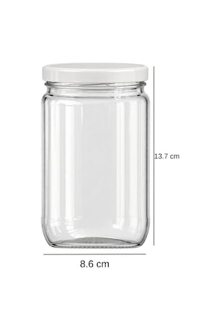 6 Adet 660 Cc Cam Kavanoz Beyaz Metal Kapaklı 660 Ml Sosluk, Konserve Ve Saklama Kavanozu Seti Şeffaf