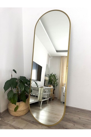 Effe Gold Metal Çerçeveli 180x60 Cm Elips Model Ayaklı Boy Aynası