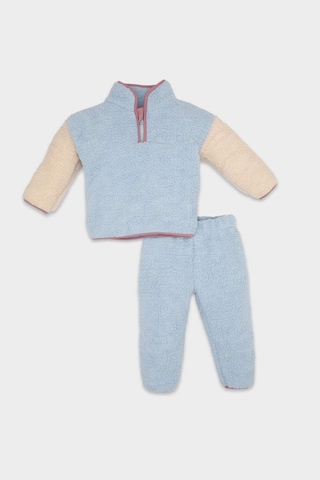 DeFacto Kız Bebek 2'li Takım Pelüş Fermuarlı Dik Yaka Sweatshirt Beli Lastikli Alt D6706A524WNBE216