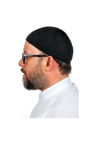 Berra Çelik Örme Dantel Namaz Takkesi Siyah 1 Adet