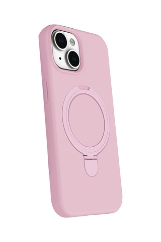 Apple Uyumlu iPhone 15 Plus Regal Magsafe Standlı Kapak Açık Pembe