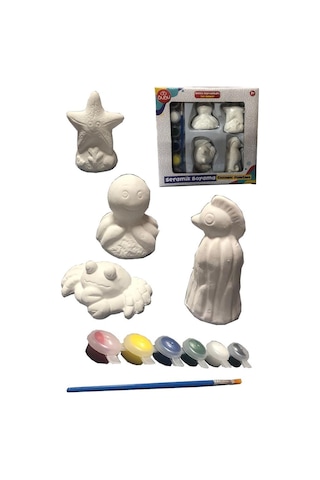 Seramik Deniz Hayvanları Boyama Seti 1 Paket Deniz Hayvanları Boyama Etkinliği Alçı 6 Renk Boya Ve Fırça