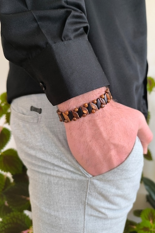 Başak Model Kuka Bileklik Bileğe Ayarlanabilir Unisex Bileklik Bt005 Kahverengi