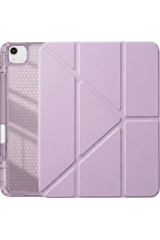 Ps Apple Uyumlu iPad Air 13 İnç M4 / M3 / M2 Tri Folding Standlı Kılıf - Lila Kapaklı Kılıf