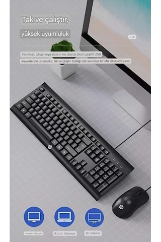 Hp Km100 Kablolu Klavye Mouse Set İngilice Q Optik