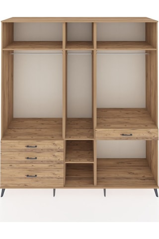Kronos Dolap 7 Raflı 4 Çekmeceli 3 Askılı 220x59x243 Çam-çam/çam Atlas Çam/atlas Çam