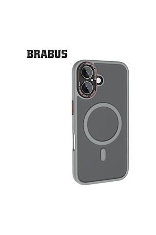 Apple Uyumlu iPhone 16 Anti-shock Magsafe Kamera Lens Korumalı Buzlu Kenarları Yumuşak Sonic Silikon Kılıf Gri