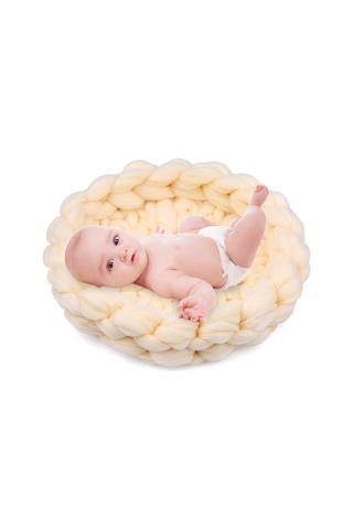 Maiyame Yeni Doğan Bebek Fotoğrafı İçin El Örgü Yumuşak Battaniye, Büyüme İzleme Ve Anı Saklama Propü, Süt Beyazı Beyaz