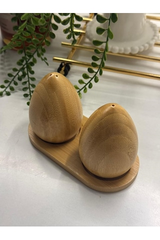 Hbs Art Design Ahşap Bambu Standlı Tuzluk Biberlik Set Bambu