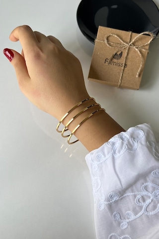 Gold Kaplama Düz 3 Lü Çelik Ajda Model Bilezik 65 Mm Gold