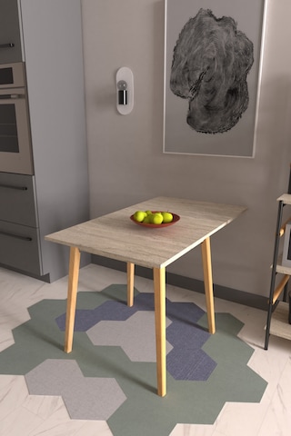 Vilinze Avanos Mdf Traverten Katlanır Ahşap Mutfak Masası - 70x80 Cm