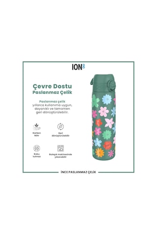 Ion8 - Paslanmaz Çelik İnce Suluk - Çiçekli - 600 Ml - Sızdırmaz Çok Renkli