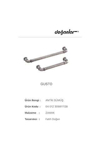 Doğanlar Gusto 192 mm Mobilya Kulp Olifka Antik Gümüş