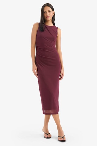 Defacto Bodycon Vücudu Saran Yuvarlak Yaka Tül Kolsuz Midi Elbise D8036ax25aubr232 Bordo
